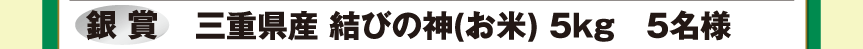三重県産 結びの神(お米) 5kg　5名様